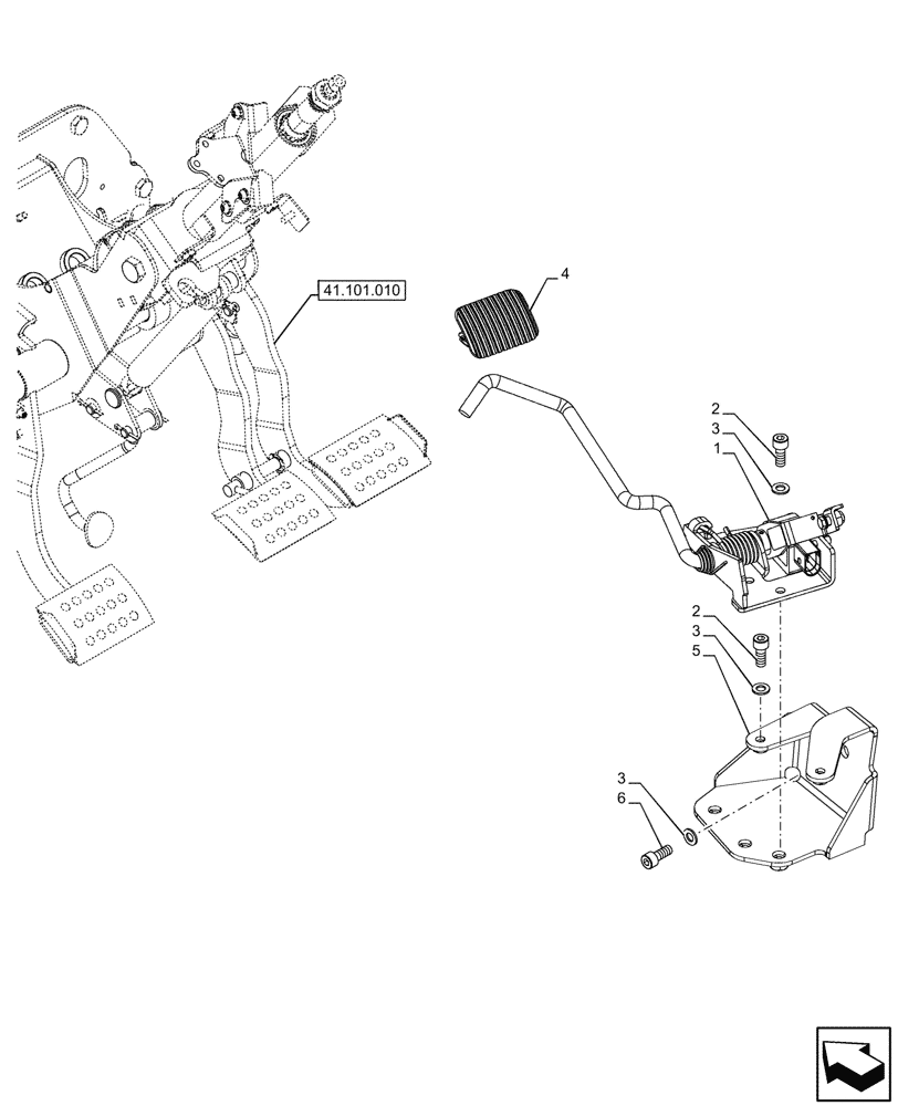 Схема запчастей Case IH FARMALL 120U - (55.525.030) - VAR - 332147, 335387, 339434, 391246 - THROTTLE CONTROL, PEDAL (55) - ELECTRICAL SYSTEMS
