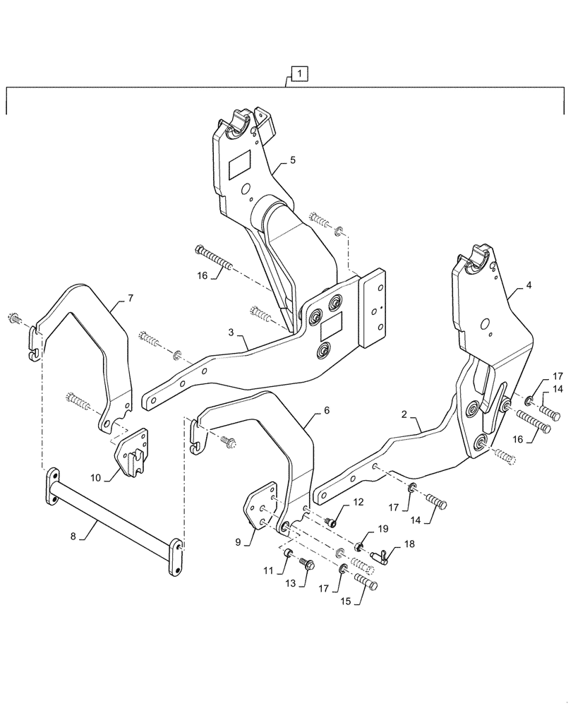 Схема запчастей Case IH L745 - (39.100.140) - VAR - 713747006 - SUBFRAME, MOUNTING PARTS (39) - FRAMES AND BALLASTING