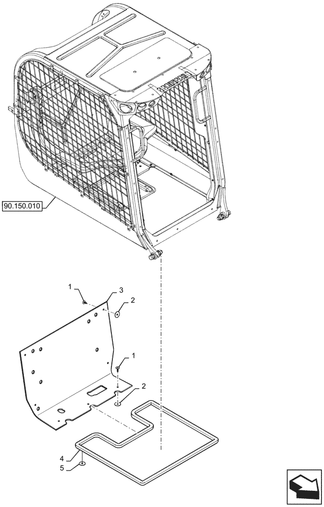 Схема запчастей Case IH SR270 - (90.150.020) - CAB SEALING STRIP (90) - PLATFORM, CAB, BODYWORK AND DECALS