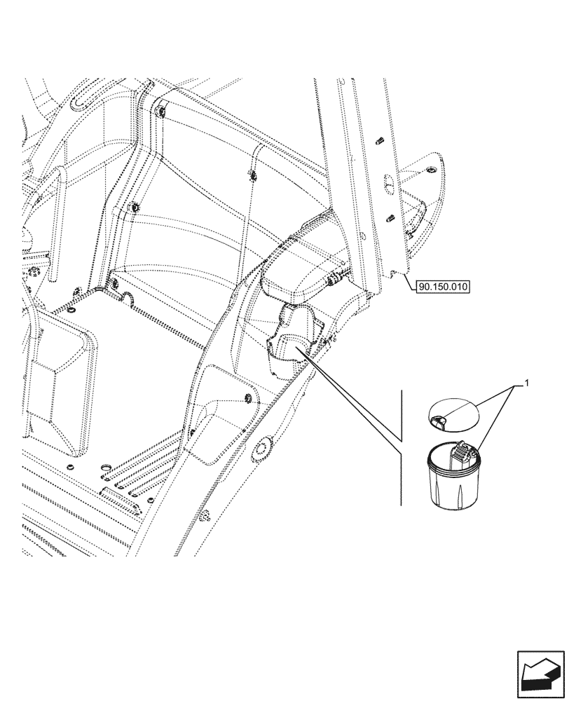 Схема запчастей Case IH FARMALL 120U - (90.151.180) - VAR - 332147, 335387, 339434, 391246 - ASH TRAY (90) - PLATFORM, CAB, BODYWORK AND DECALS