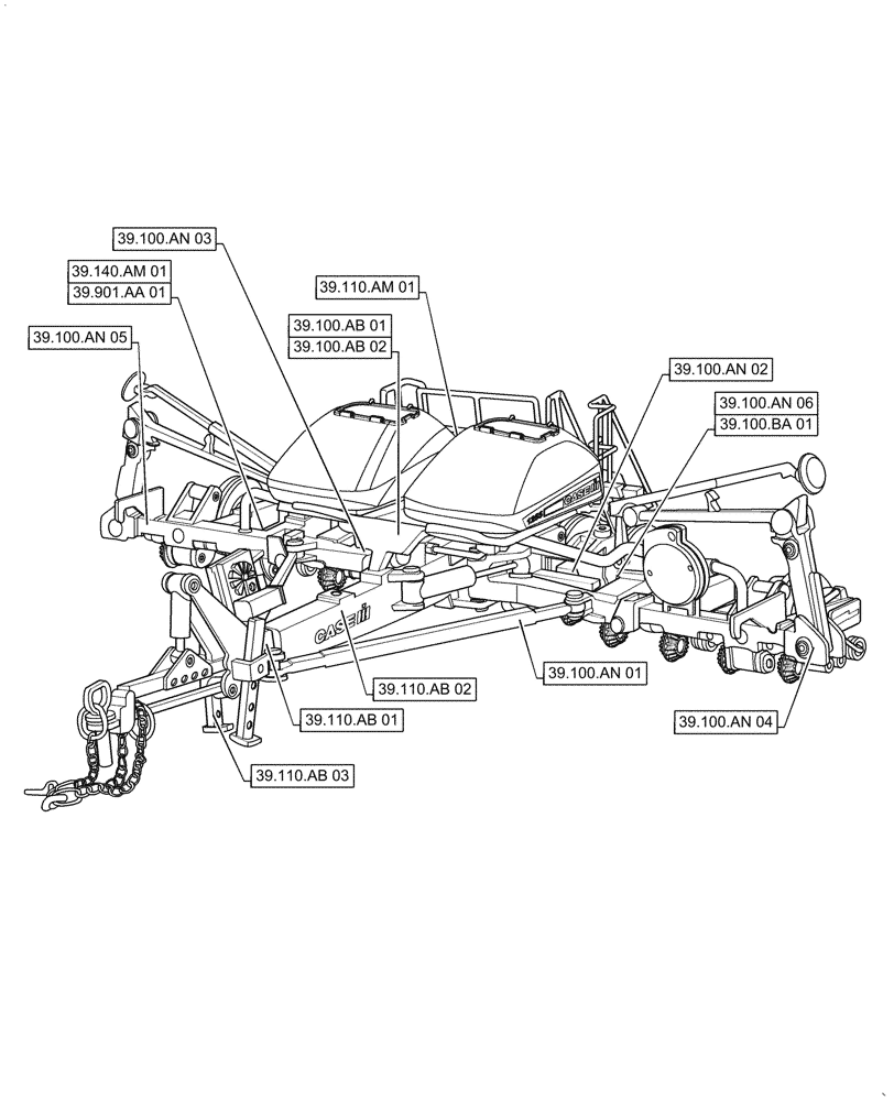 Схема запчастей Case IH 1255 - (39.000.00[01]) - SECTION INDEX - FRAMES AND BALLASTING (39) - FRAMES AND BALLASTING