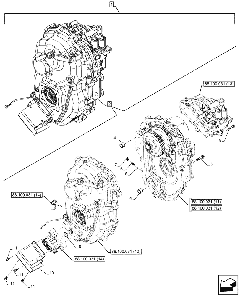 Схема запчастей Case IH OPTUM 300 CVT - (88.100.031[09]) - DIA KIT, FRONT PTO - CCW, COMPONENTS (88) - ACCESSORIES