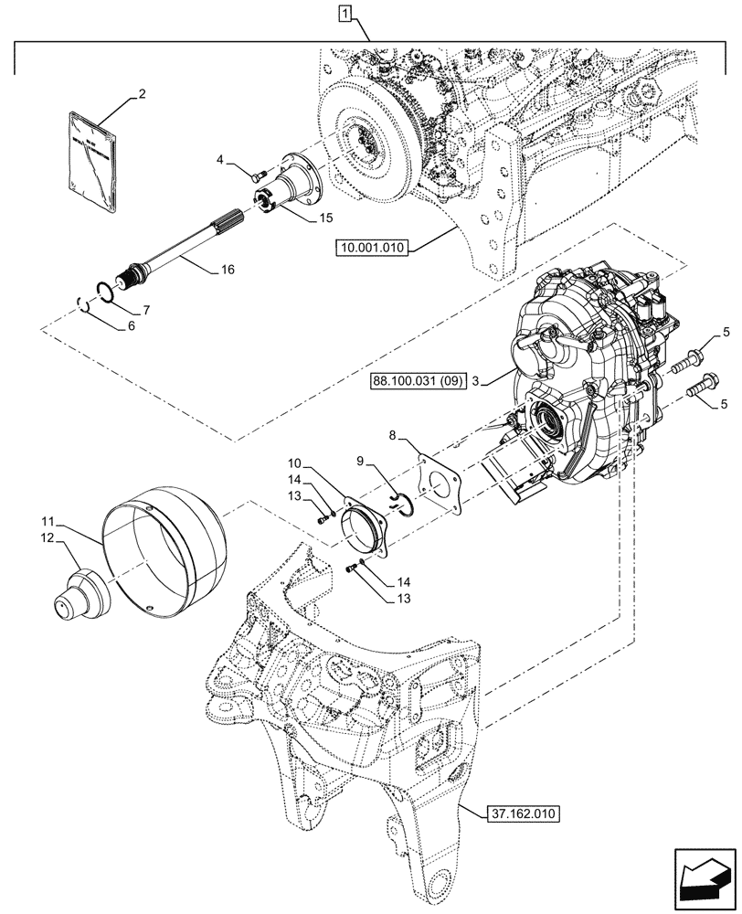 Схема запчастей Case IH OPTUM 300 CVT - (88.100.031[08]) - DIA KIT, FRONT PTO - CCW (88) - ACCESSORIES