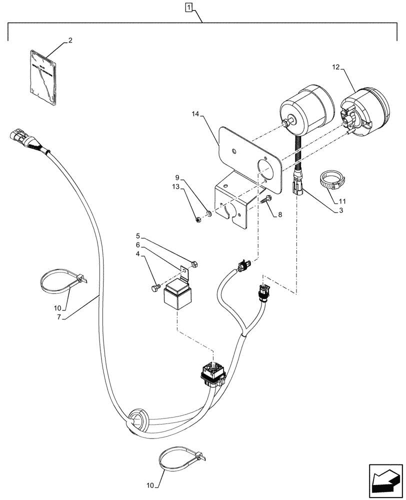Схема запчастей Case IH OPTUM 300 CVT - (88.100.055[04]) - DIA KIT, REVERSE ALARM, LIGHT (88) - ACCESSORIES