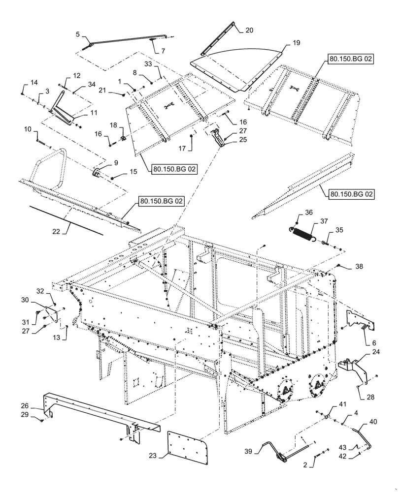 Схема запчастей Case IH 5088 - (80.150.BG[01]) - GRAIN BIN EXTENSION, 250 BU (80) - CROP STORAGE/UNLOADING