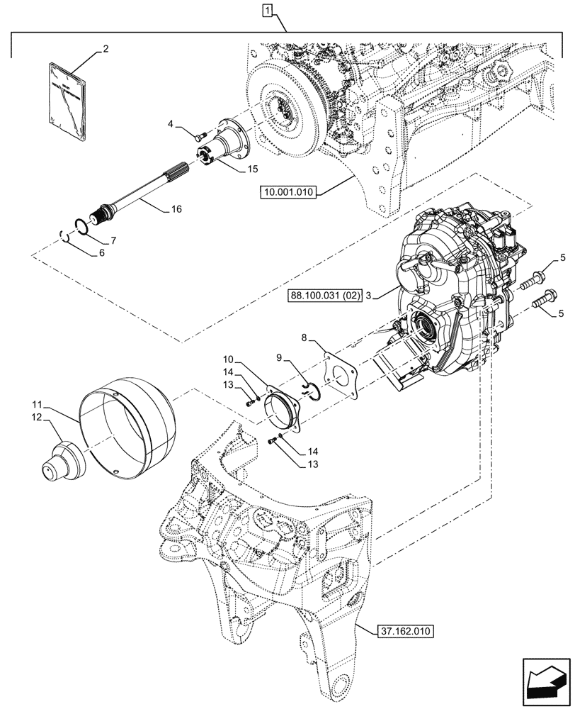 Схема запчастей Case IH OPTUM 300 CVT - (88.100.031[01]) - DIA KIT, FRONT PTO - CW (88) - ACCESSORIES