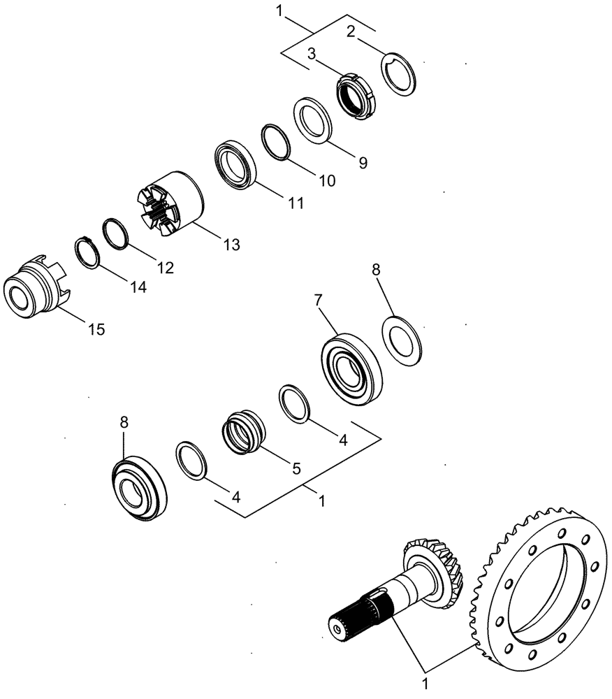 Схема запчастей Case IH 635 - (44.100.04) - BEVEL GEAR SET (44) - WHEELS