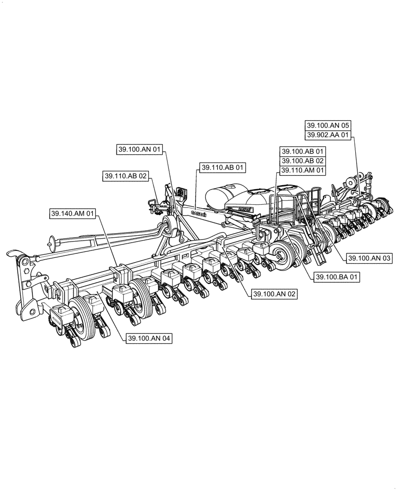 Схема запчастей Case IH 1255 - (39.000.00[01]) - SECTION INDEX - FRAMES AND BALLASTING (39) - FRAMES AND BALLASTING