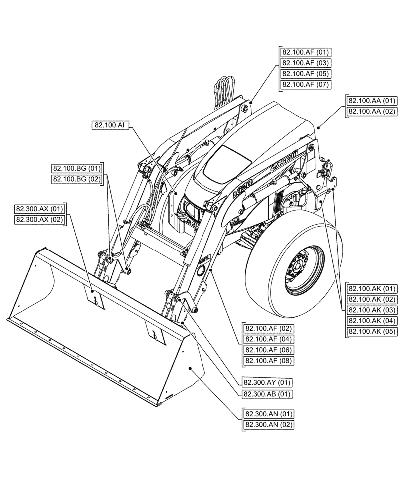 Схема запчастей Case IH FARMALL 65C - (00.000.82) - PICTORIAL INDEX - FRONT LOADER (00) - GENERAL & PICTORIAL INDEX