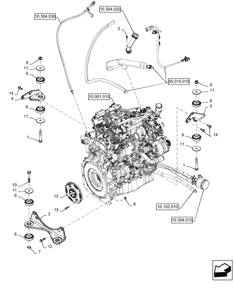 Схема запчастей Case IH SV340 - (10.001.020) - ENGINE MOUNTING COMPONENTS (10) - ENGINE
