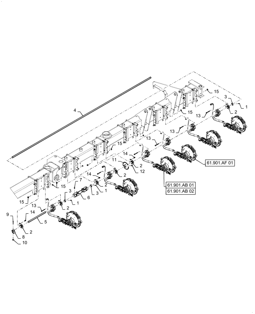 Схема запчастей Case IH 1255 - (61.901.AF[04]) - SEED METER, CABLE DRIVEN SHAFT, OUTER RIGHT FOR 16 ROW (61) - METERING SYSTEM
