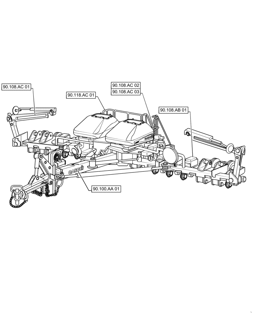 Схема запчастей Case IH 1255 - (90.000.00[01]) - SECTION INDEX - PLATFORM, CAB, BODYWORK & DECALS (90) - PLATFORM, CAB, BODYWORK AND DECALS