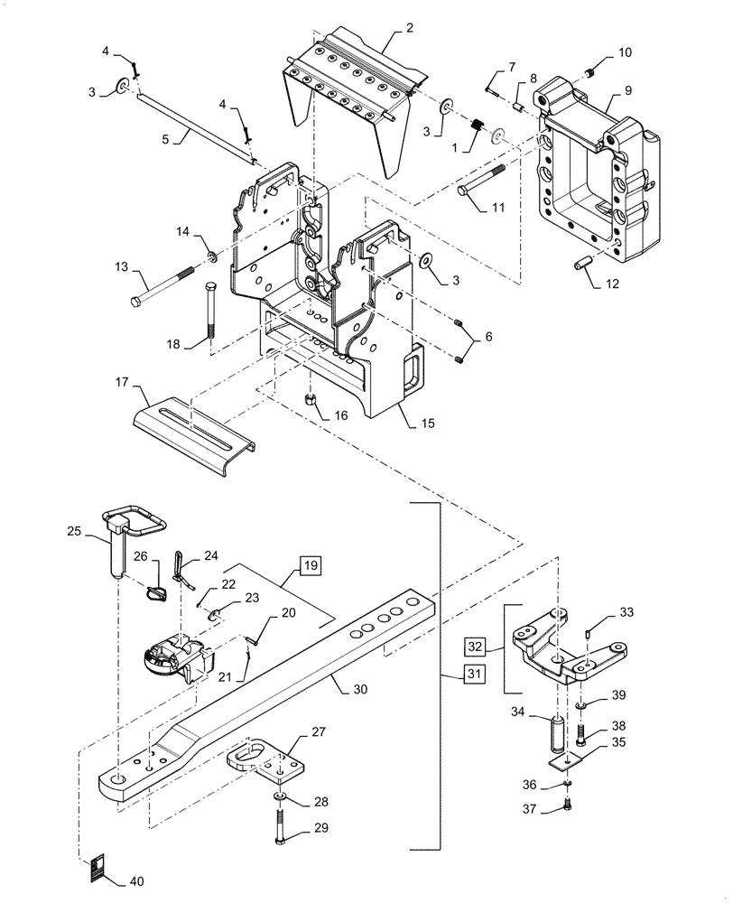 Схема запчастей Case IH MAGNUM 310 - (37.100.AA[01]) - VAR - 429391 - DRAWBAR & HAMMERSTRAP, HIGH CAPACITY, CAT IV Invalid section
