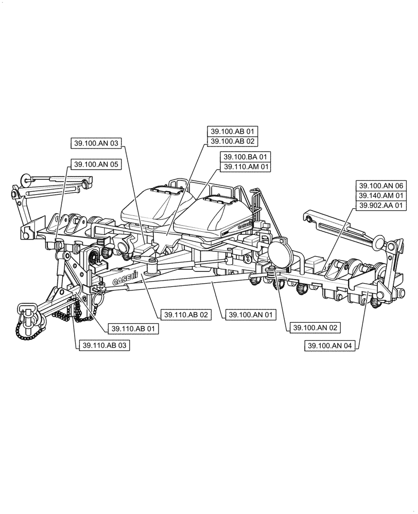 Схема запчастей Case IH 1255 - (39.000.00[01]) - SECTION INDEX - FRAMES AND BALLASTING (39) - FRAMES AND BALLASTING