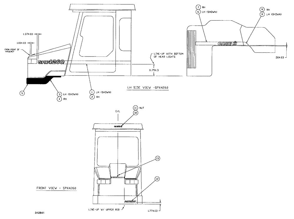 Схема запчастей Case IH SPX4260 - (268) - EXTERIOR DECALS - GRAPHICS (90) - PLATFORM, CAB, BODYWORK AND DECALS