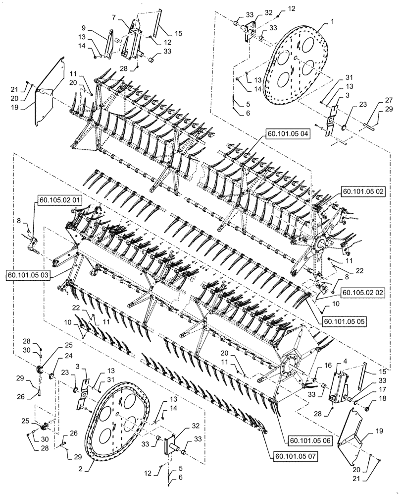 Схема запчастей Case IH 3152 - (60.101.05[01]) - REEL ASSY, 45FT CENTER DOUBLE CAM, ASN YEH050000 (60) - PRODUCT FEEDING