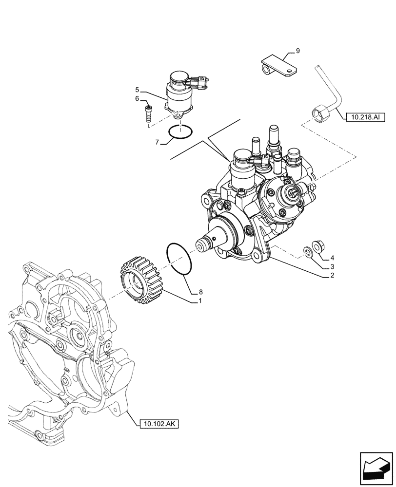 Схема запчастей Case IH F5DFL413H A017 - (10.218.AQ) - FUEL INJECTION PUMP (10) - ENGINE