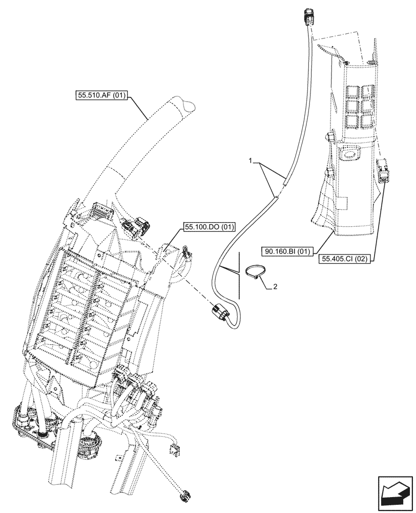 Схема запчастей Case IH MAXXUM 115 - (55.511.AA[05]) - VAR - 390661 - HEADLAMP HARNESS, INDIPENDENT (55) - ELECTRICAL SYSTEMS