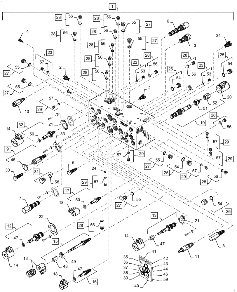 Схема запчастей Case IH 6088 - (35.415.AA[03]) - VAR - 425079, 425080, 425084, 425085 - FEEDER VALVE BODY, STANDARD (35) - HYDRAULIC SYSTEMS