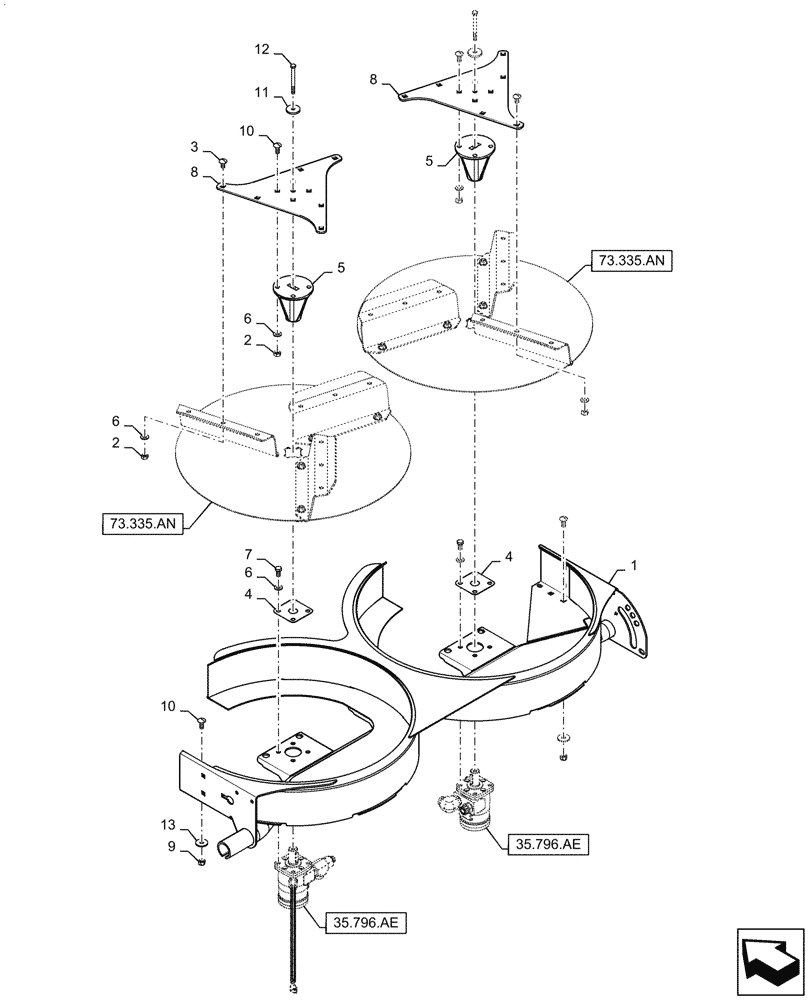 Схема запчастей Case IH 7088 - (73.335.AB[02]) - CHAFF SPREADER BLOWER (73) - RESIDUE HANDLING