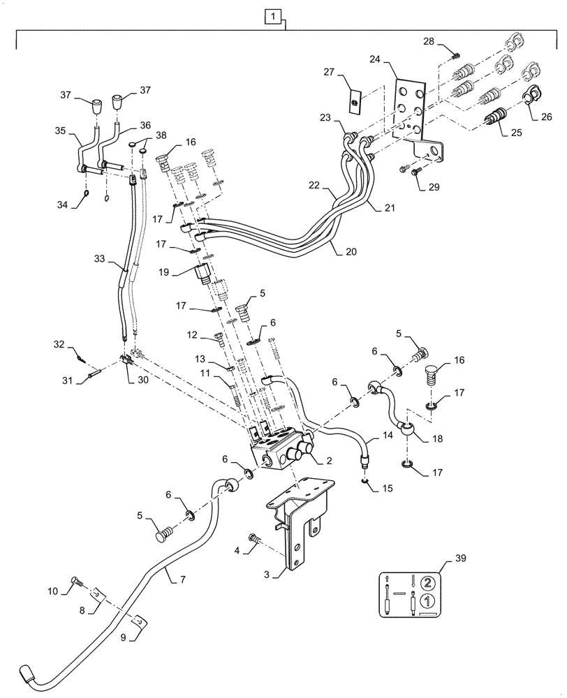 Схема запчастей Case IH FARMALL 35C - (35.204.BE[14]) - REMOTE CONTROL VALVE (35) - HYDRAULIC SYSTEMS