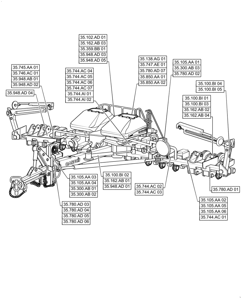 Схема запчастей Case IH 1255 - (00.000.35[01]) - PICTORIAL INDEX - HYDRAULIC SYSTEMS (00) - GENERAL & PICTORIAL INDEX