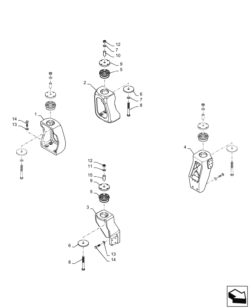 Схема запчастей Case IH MAGNUM 340 - (90.150.AJ[01]) - ISO CAB MOUNTING - POWERSHIFT (90) - PLATFORM, CAB, BODYWORK AND DECALS