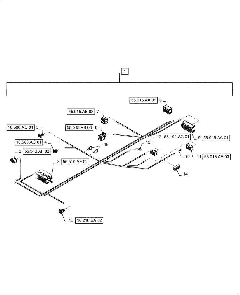 Схема запчастей Case IH 586H - (55.015.AB[04]) - ENGINE WIRE HARNESS - BSN NHC738615 (55) - ELECTRICAL SYSTEMS