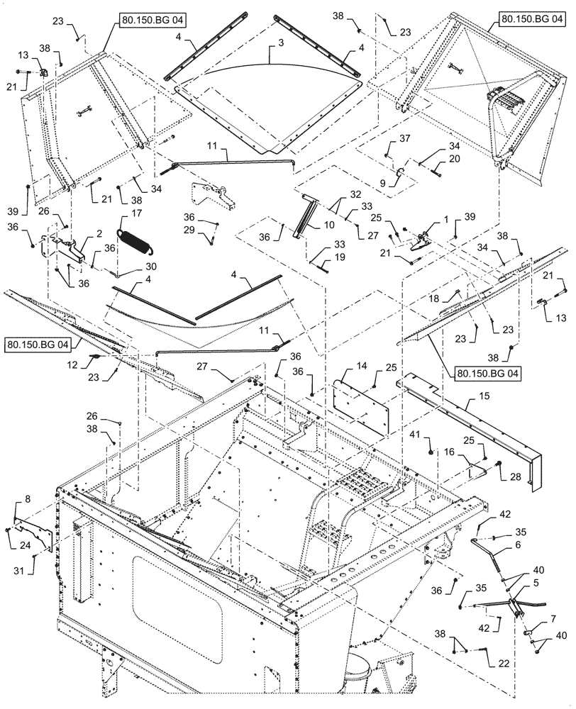 Схема запчастей Case IH 5088 - (80.150.BG[03]) - GRAIN BIN EXTENSION, 300 BU (80) - CROP STORAGE/UNLOADING