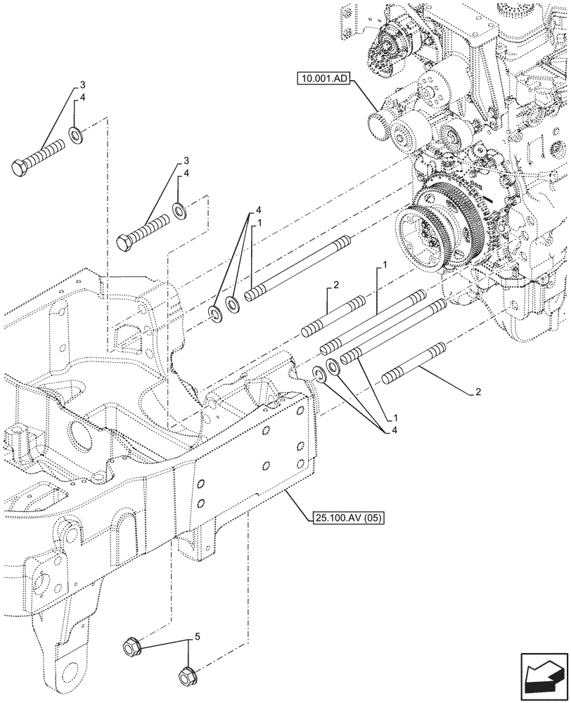 Схема запчастей Case IH MAXXUM 135 - (25.100.AV[12]) - VAR - 743700 - 4WD FRONT AXLE, INTEGRATED HYDRAULIC LIFT, SUPPORT, ATTACHMENT (25) - FRONT AXLE SYSTEM