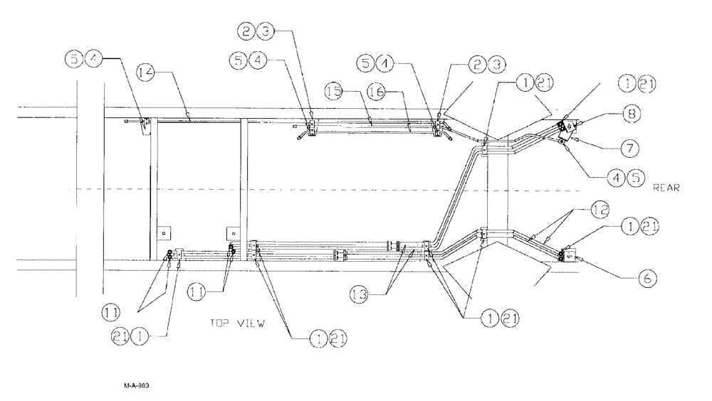 Схема запчастей Case IH SPX3185 - (06-024) - HYDRAULIC PLUMBING - STEEL HYDRAULIC TUBES AND CLAMPS Hydraulic Plumbing