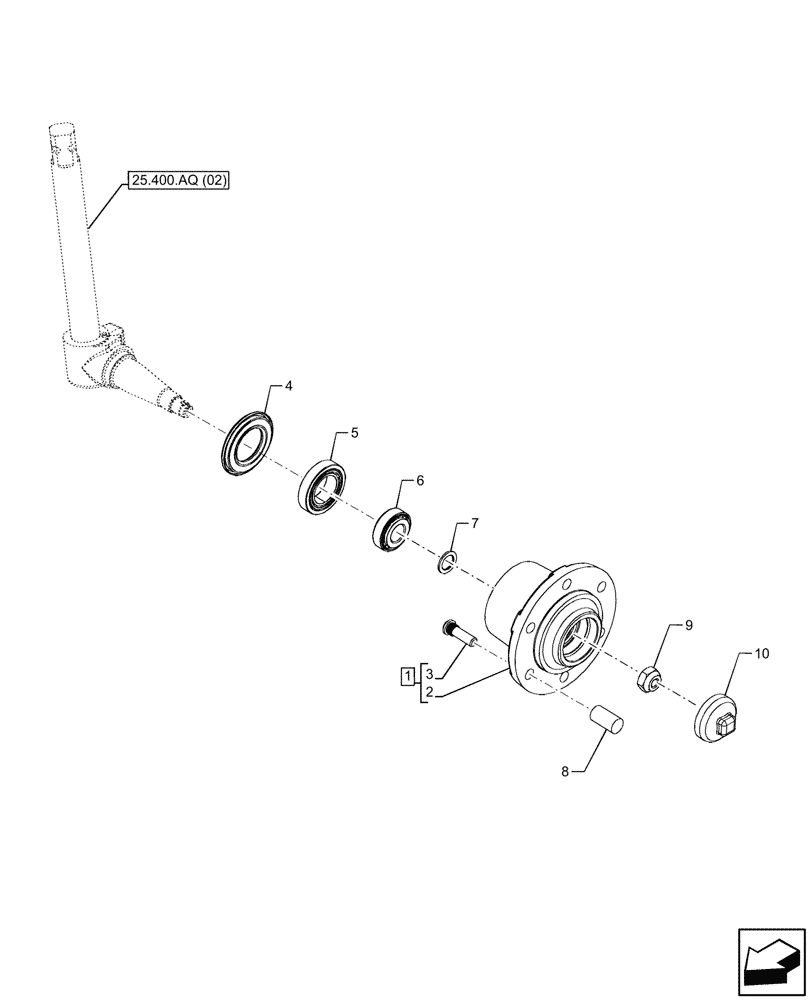 Схема запчастей Case IH FARMALL 120C - (25.400.AH[02]) - VAR - 330581 - FRONT AXLE, HUB, 2WD, HEAVY DUTY (25) - FRONT AXLE SYSTEM