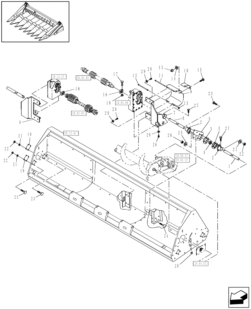 Схема запчастей Case IH 3206-36 - (20.03.01) - MAIN DRIVE FROM COMBINE (58) - ATTACHMENTS/HEADERS