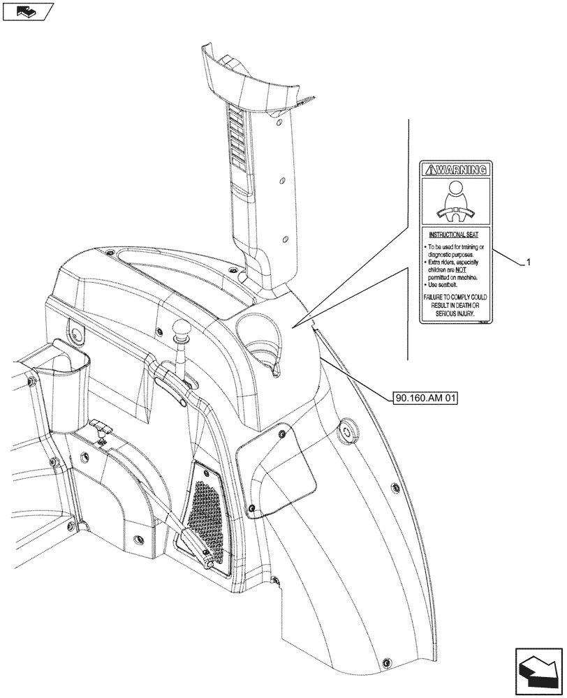 Схема запчастей Case IH FARMALL 115U - (90.108.AC[14]) - VAR - 332865 - WARNING DECAL (90) - PLATFORM, CAB, BODYWORK AND DECALS