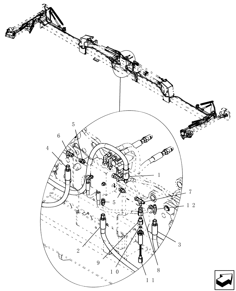 Схема запчастей Case IH 1200 - (A.10.A[34]) - HYDRAULIC SYSTEM - 8 ROW WIDE AND 12 ROW NARROW MARKER MOUNTED STACKER ASN CBJ036001 A - Distribution Systems