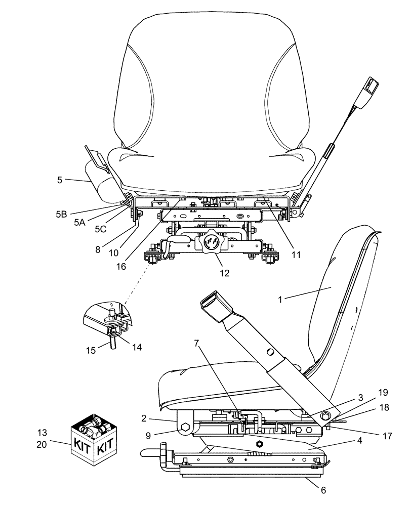 Схема запчастей Case IH FARMALL 40 - (10.09.01) - DELUXE SWIVEL SEAT & ARM REST KIT - 718852026 (10) - OPERATORS PLATFORM/CAB