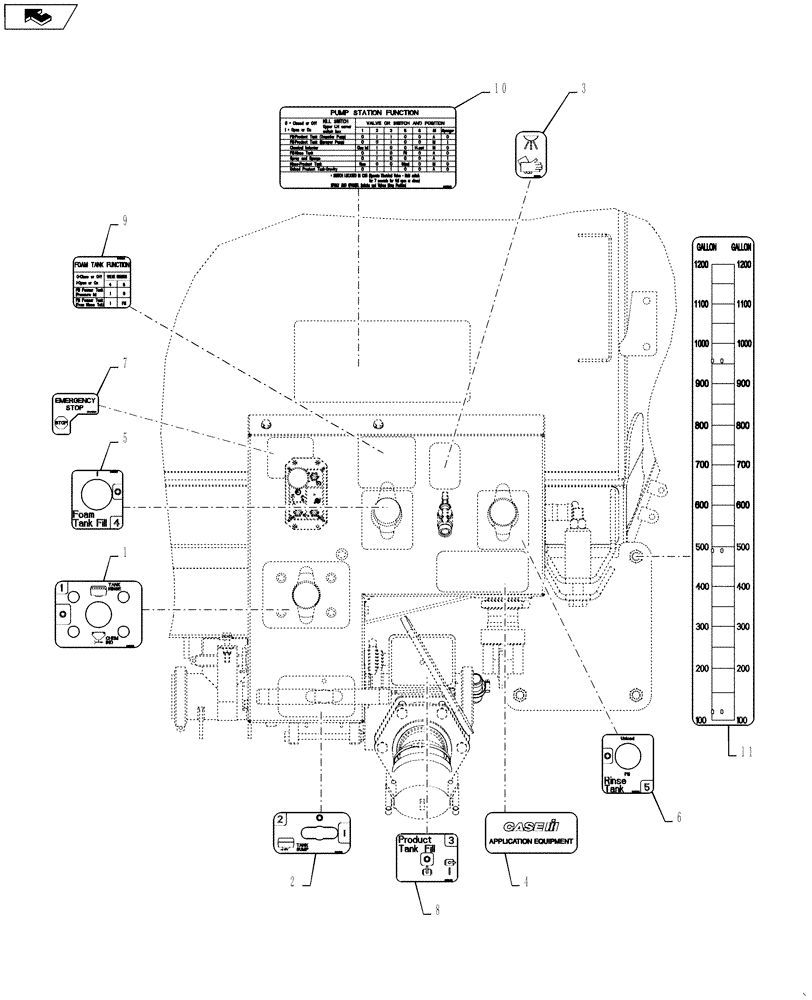 Схема запчастей Case IH 4420 - (10-001) - APPLICATION GROUP (13) - DECALS