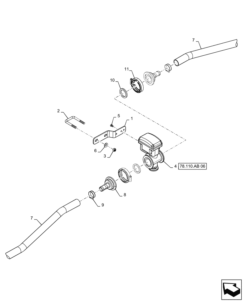 Схема запчастей Case IH PATRIOT 3340 - (78.110.AL[09]) - 100 6 SECTION, LO FLOW, INNER BOOM VALVES (78) - SPRAYING