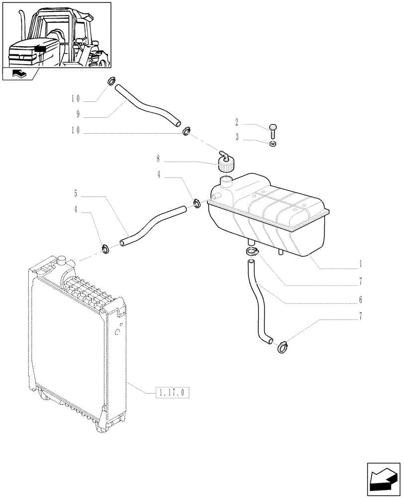 Схема запчастей Case IH PUMA 140 - (1.17.2) - COOLING - EXPANSION TANK (02) - ENGINE EQUIPMENT