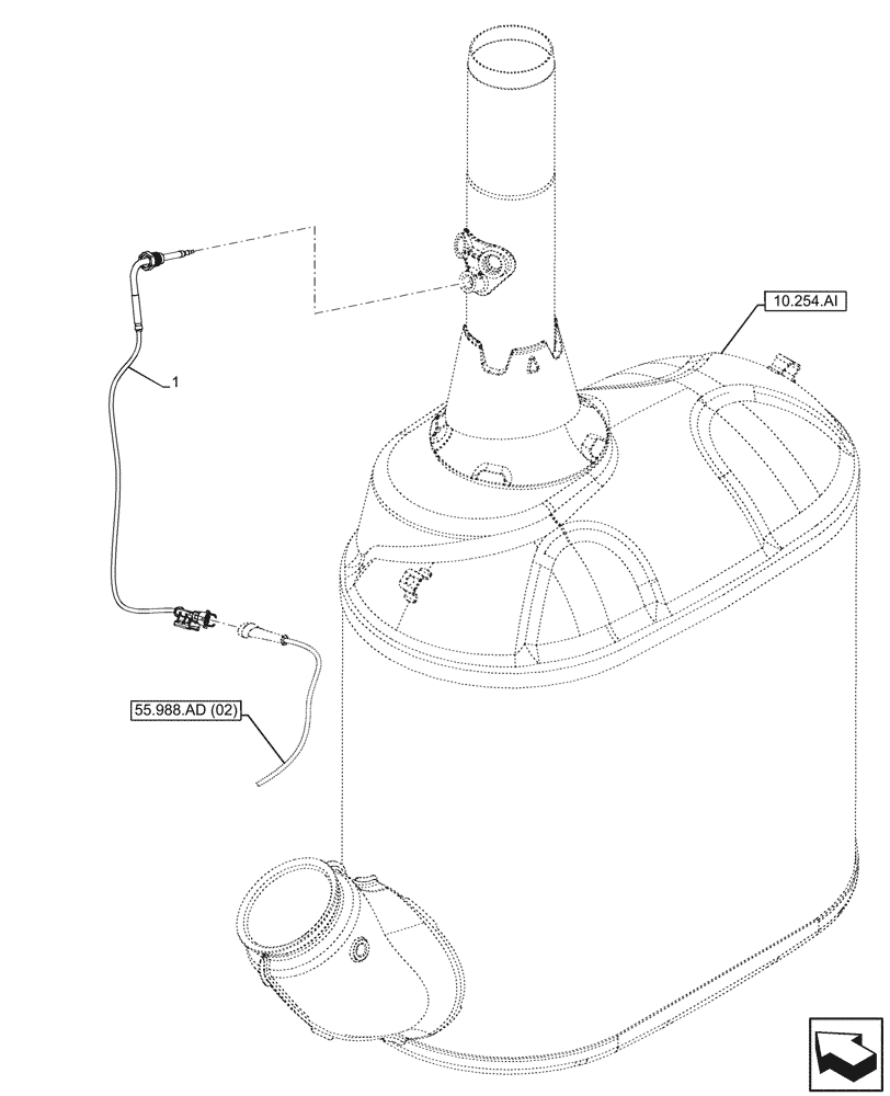 Схема запчастей Case IH PUMA 200 CVT - (55.988.AB[04]) - VAR - 391130, 758000 - MUFFLER, TEMPERATURE, SENSOR (55) - ELECTRICAL SYSTEMS