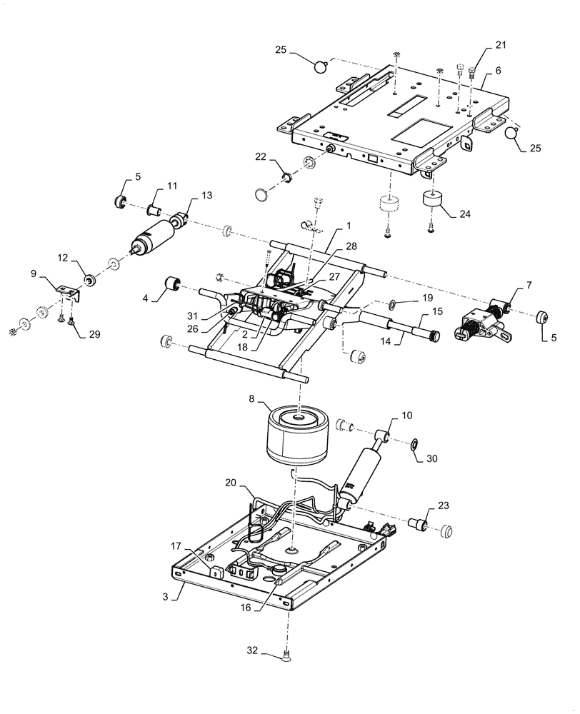 Схема запчастей Case IH 6088 - (90.124.AN) - VAR - 425188, 425187, 425186 - SEAT SUSPENSION ASSY (90) - PLATFORM, CAB, BODYWORK AND DECALS