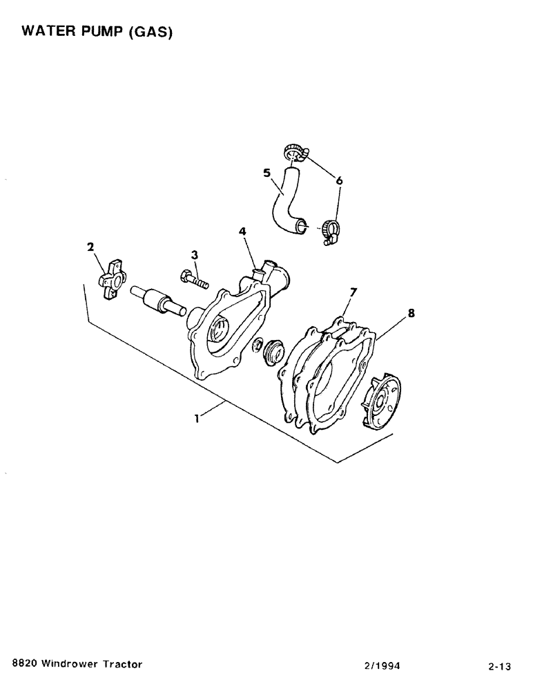 Схема запчастей Case IH 8820 - (2-13) - WATER PUMP, GAS (02) - ENGINE