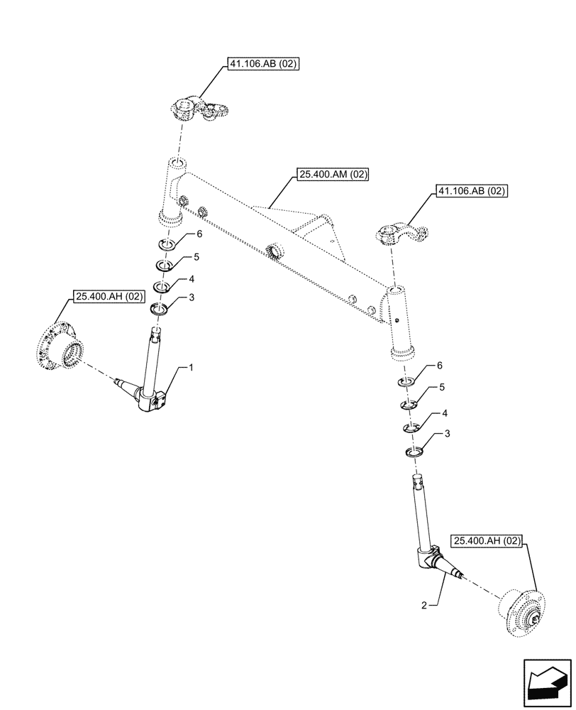 Схема запчастей Case IH FARMALL 110C - (25.400.AQ[02]) - VAR - 330581 - FRONT AXLE, STEERING KNUCKLE, 2WD, HEAVY DUTY (25) - FRONT AXLE SYSTEM