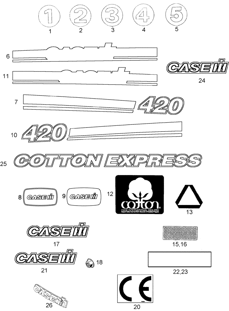 Схема запчастей Case IH 420 TIER 3 - (09F-19) - DECALS (12) - CHASSIS
