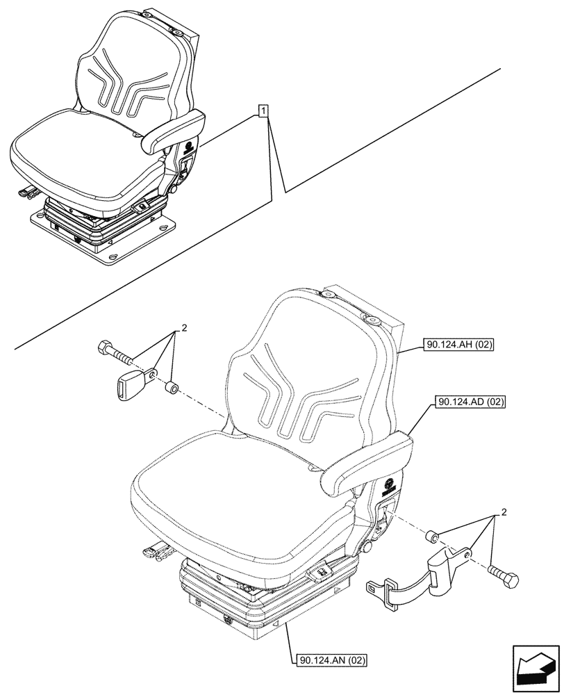 Схема запчастей Case IH MAXXUM 145 - (90.151.AD[02]) - VAR - 391283 - SEAT, SAFETY BELT (90) - PLATFORM, CAB, BODYWORK AND DECALS