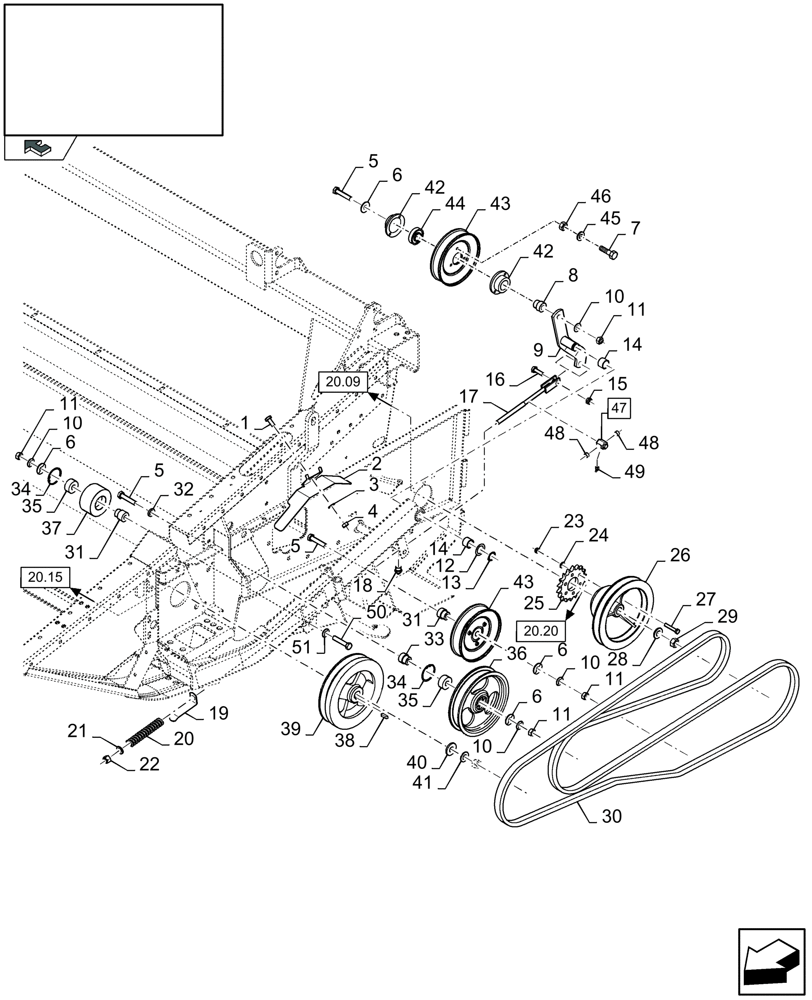 Схема запчастей Case IH 2050 - (20.14A[01]) - WOBBLE BOX DRIVE (20) - HEADER