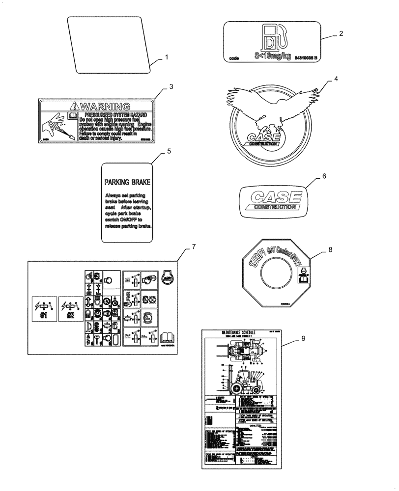 Схема запчастей Case IH 586H - (90.108.AB[05]) - DECALS COMMON ENGLISH (90) - PLATFORM, CAB, BODYWORK AND DECALS