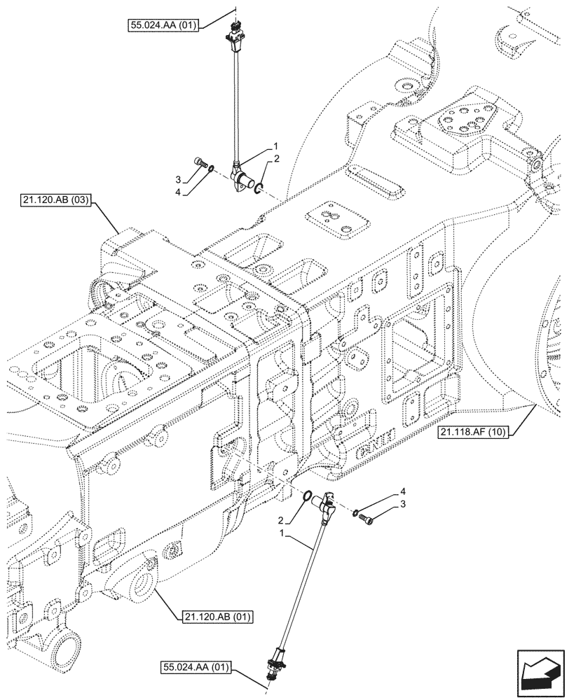Схема запчастей Case IH PUMA 200 CVT - (55.020.AB[09]) - VAR - 337426, 336428, 337429, 337430, 337431, 337432, 332335, 391137, 758017, 758018, 759019, 758021, 758868, 758869, 758870, 759052, 759053 - TRANSMISSION, SPEED SENSOR (55) - ELECTRICAL SYSTEMS