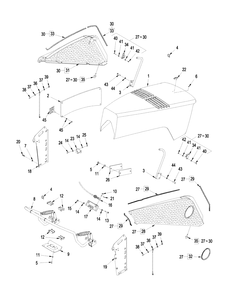 Схема запчастей Case IH STEIGER 435 - (09-41) - HOOD AND SUPPORT, STEIGER 385 / 435 (09) - CHASSIS