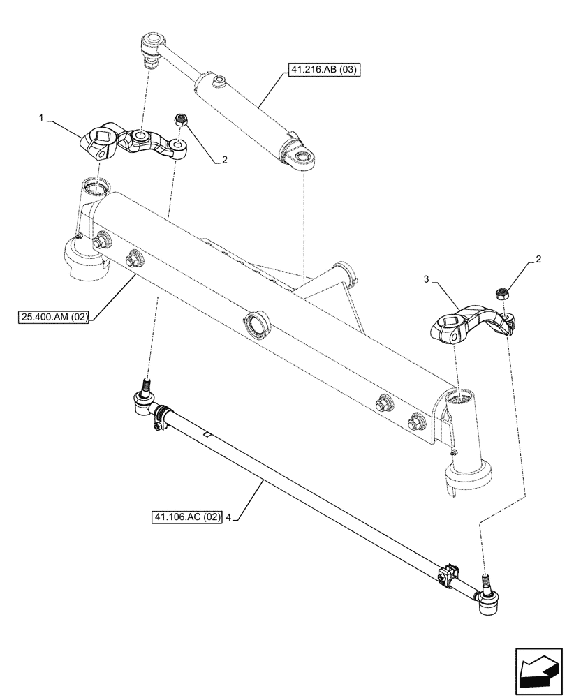 Схема запчастей Case IH FARMALL 120C - (41.106.AB[02]) - VAR - 330581 - FRONT AXLE, PITMAN, 2WD, HEAVY DUTY (41) - STEERING